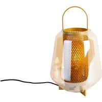 Art Deco tafellamp goud met amber glas 23 cm - Kevin