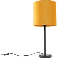 Art Deco tafellamp zwart met gele kap 25 cm - Simplo