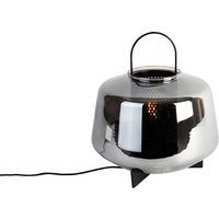 Art Deco tafellamp zwart met smoke glas 30 cm - Kevin