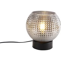 Art Deco tafellamp zwart met smoke glas - Sphere