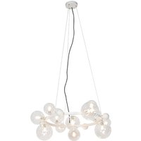 Art deco hanglamp wit met helder glas 12-lichts - David