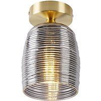 Art deco plafondlamp messing met smoke glas - Michi