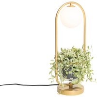 Art deco tafellamp goud met wit glas - Isabella