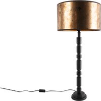 Art deco tafellamp zwart met bronzen kap 35 cm - Torre