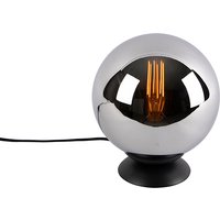 Art deco tafellamp zwart met smoke glas - Pallon