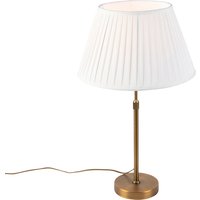 Bronze tafellamp met plisse kap wit 35cm - Parte