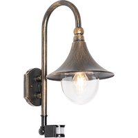 Buiten wandlamp antiek goud IP44 incl. bewegingsmelder - Daphne