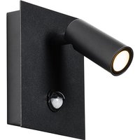 Buiten wandlamp zwart incl. LED IP54 bewegingssensor - Simon