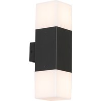 Buiten wandlamp zwart met opale kap 2-lichts IP44 - Denmark