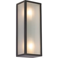 Buiten wandlamp zwart met ribbel glas 2-lichts IP44 - Charlois
