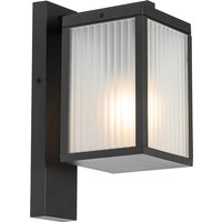 Buiten wandlantaarn zwart met ribbel glas IP44 - Charlois