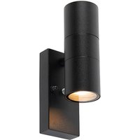 Buitenwandlamp zwart 2-lichts met licht-donker sensor IP44 - Duo