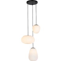 Design hanglamp zwart 3-lichts met opaal glas - Hero
