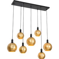 Design hanglamp zwart met goud glas 7-lichts - Bert
