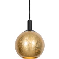 Design hanglamp zwart met goud glas - Bert