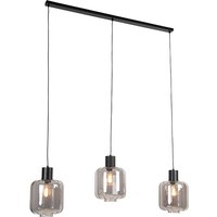 Design hanglamp zwart met smoke glas 3-lichts 161