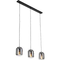 Design hanglamp zwart met smoke glas 3-lichts - Bliss