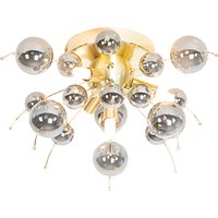 Design plafondlamp messing met smoke glas 40 cm 4-lichts - Explode