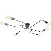 Design plafondlamp zwart 6-lichts - Facile