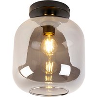 Design plafondlamp zwart met goud en smoke glas - Zuzanna