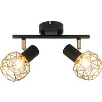 Design spot zwart met goud 2-lichts - Mesh