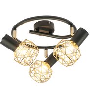 Design spot zwart met goud 3-lichts verstelbaar - Mesh
