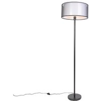 Design vloerlamp zwart met zwart-wit kap 47 cm - Simplo
