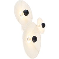 Design wandlamp zwart met stof 3-lichts - Jane