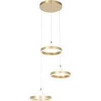 Hanglamp messing rond incl. LED 3-staps dimbaar 3-lichts - Lyani