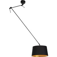 Hanglamp met katoenen kap zwart met goud 35 cm - Blitz I zwart