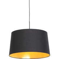 Hanglamp met katoenen kap zwart met goud 50 cm - Combi