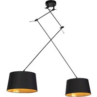 Hanglamp met katoenen kappen zwart met goud 35 cm - Blitz II zwart