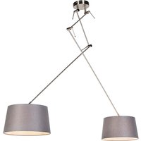 Hanglamp met linnen kappen donkergrijs 35 cm - Blitz II staal