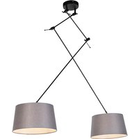 Hanglamp met linnen kappen donkergrijs 35 cm - Blitz II zwart