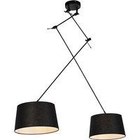 Hanglamp met linnen kappen zwart 35 cm - Blitz II zwart