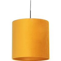 Hanglamp met velours kap geel met goud 40 cm - Combi