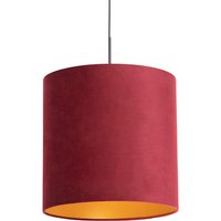 Hanglamp met velours kap rood met goud 40 cm - Combi