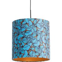 Hanglamp met velours kap vlinders met goud 40 cm - Combi