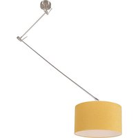 Hanglamp staal met kap 35 cm geel verstelbaar - Blitz I
