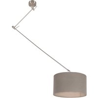 Hanglamp staal met kap 35 cm taupe verstelbaar - Blitz I