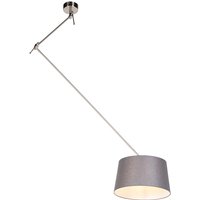 Hanglamp staal met linnen kap donkergrijs 35 cm - Blitz