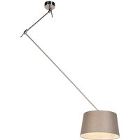 Hanglamp staal met linnen kap taupe 35 cm - Blitz