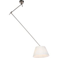Hanglamp staal met plisse kap crème 35 cm - Blitz