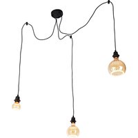 Hanglamp zwart 3-lichts incl. deco G80 G125 en G150 - Cava