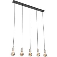 Hanglamp zwart met beton 5-lichts - Pedra