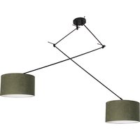 Hanglamp zwart met kap 35 cm groen verstelbaar - Blitz II