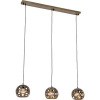 Industriële hanglamp antiek goud langwerpig 3-lichts - Bobby