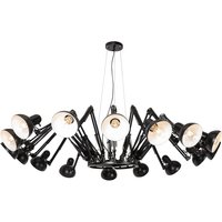Industriële hanglamp zwart 16-lichts verstelbaar - Hobby Spinne