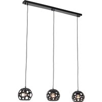 Industriële hanglamp zwart langwerpig 3-lichts - Bobby