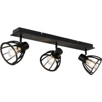 Industriële plafondlamp zwart 3-lichts - Fotu